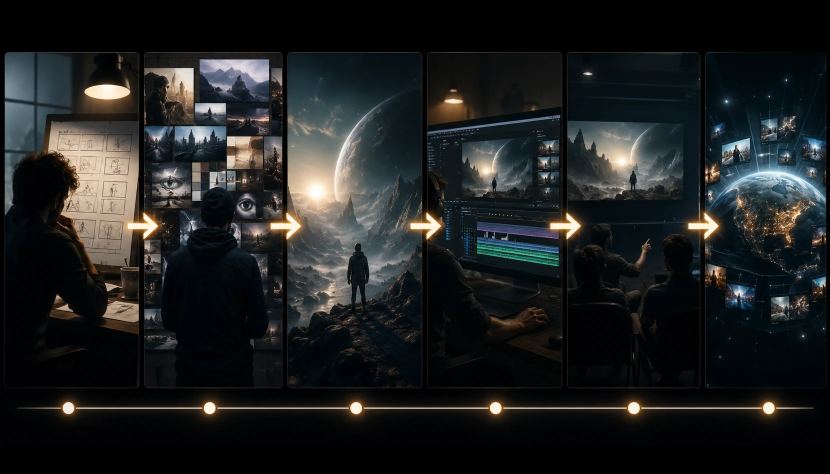 Production workflow for Seedance 2.5 showing brief, references, render, local edit, and publish steps