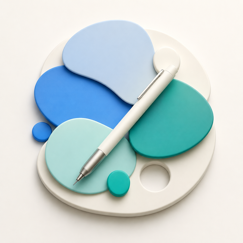 Artist color palette with shape swatches concept for designers